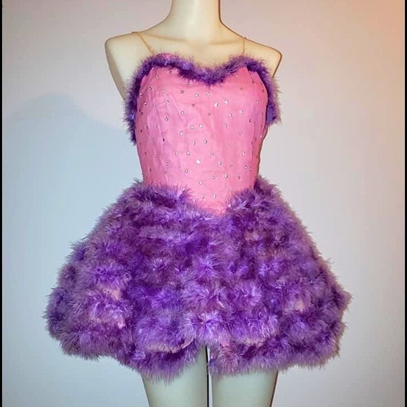 Unique Vintage Marabou Feather & Diamond Dress - Picture 3 of 10